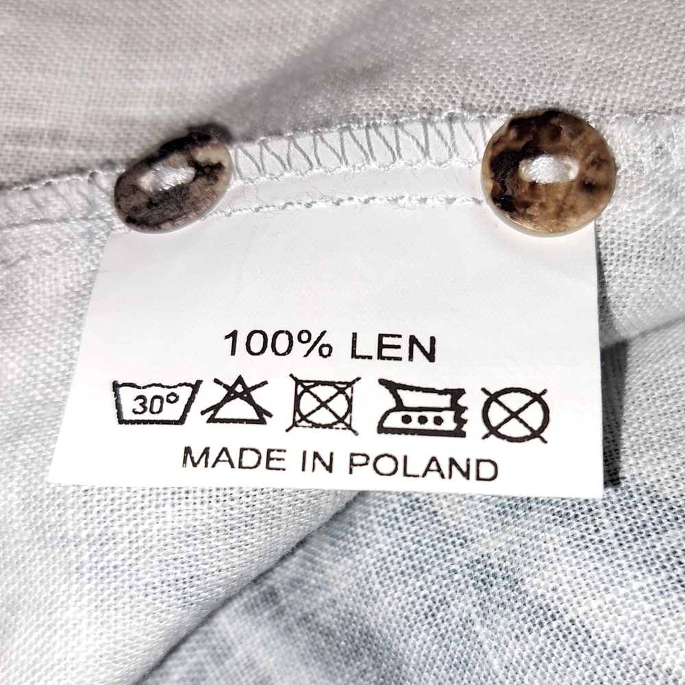 I Linen Lifestyle Elegant Light Gray and Blu Linen Blouse - Picture 9 of 10